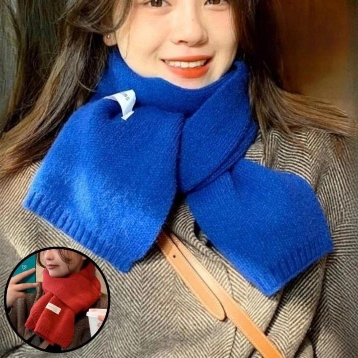 진한 코발트 블루 머플러 짧은 목도리 코발트 숏 머플러