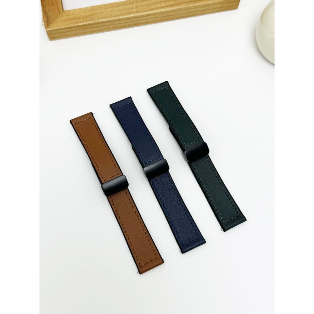 헬로우 솔라5 가죽 스트랩 실리콘 스킨 마그네틱 버클 밴드 미친 말 패턴 브라운 Haylou Solar Lite 22mm - 상세 이미지 5