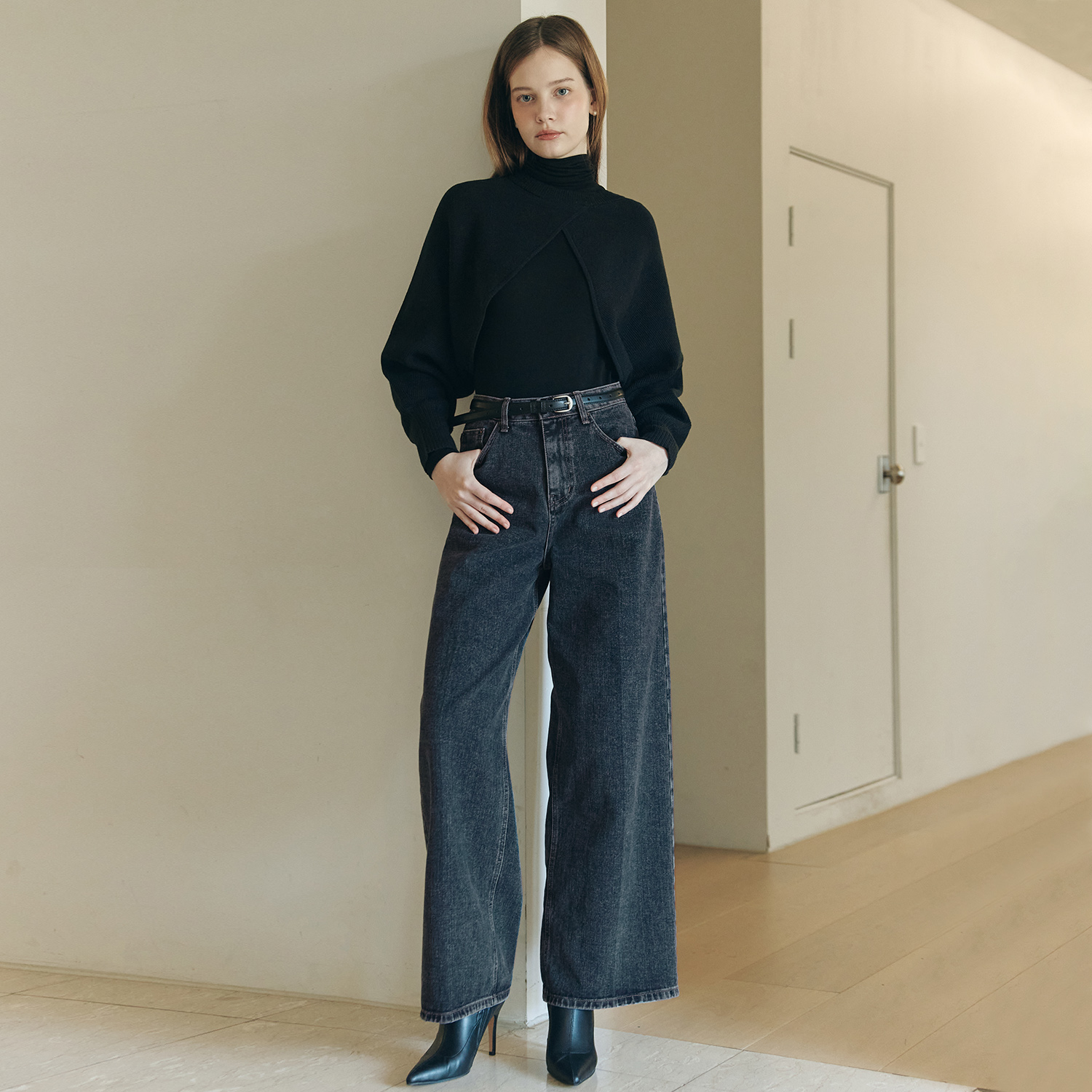 [제로스트릿] 스톤 와이드 데님 팬츠 STONE WIDE DENIM PANTS / INDIGO BLACK - 상세 이미지 3