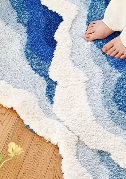 파도러그 인테리어 침실 사계절 발매트 미니러그 바닥 매트 카페트 거실 비정형러그 - 상세 이미지 3