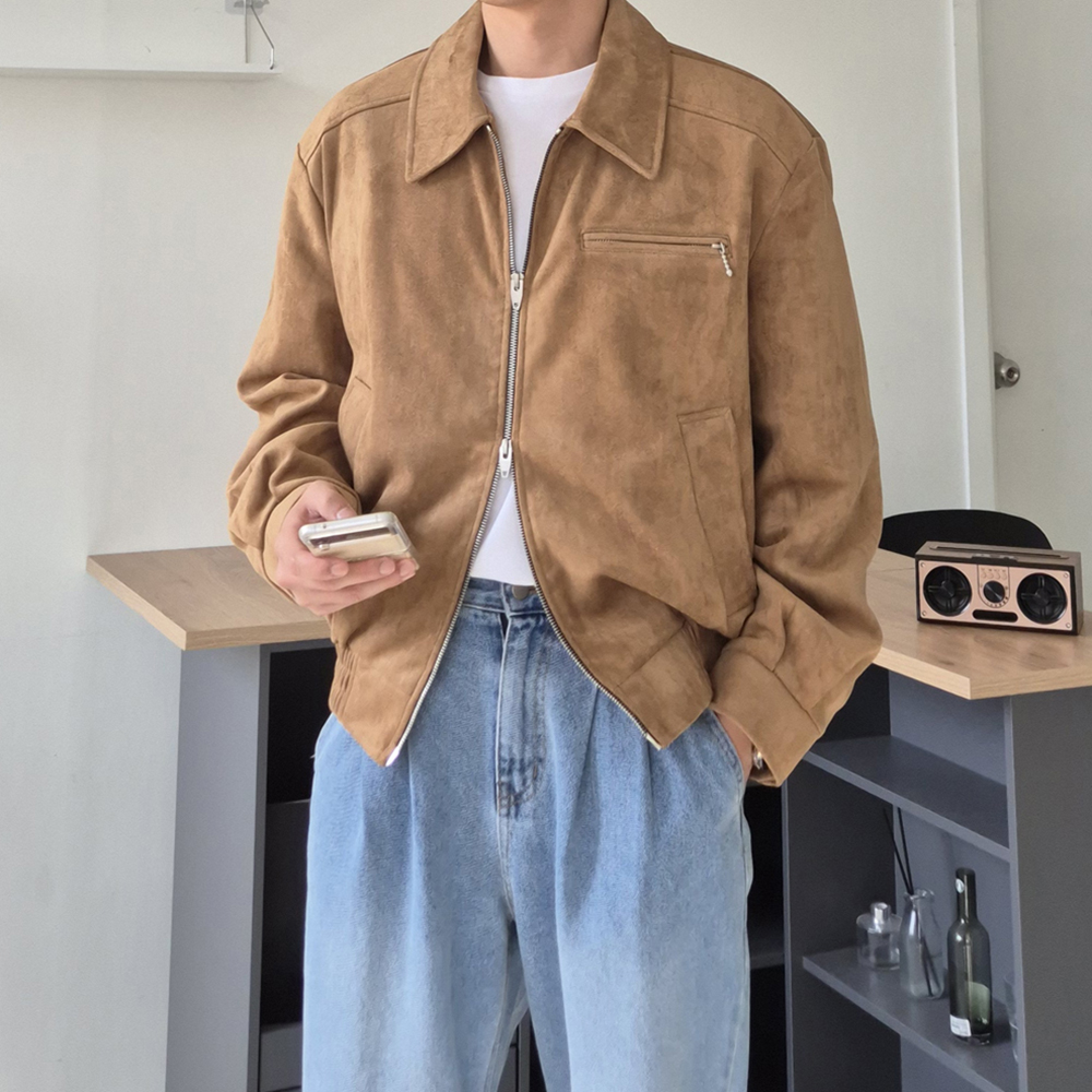 남자 스웨이드 트러커 자켓 투웨이 남자 자켓 남성블루종 - 상품 이미지