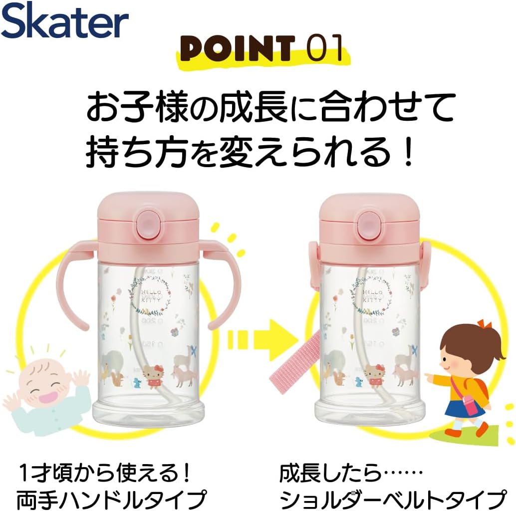 스케이터 헬로키티 2WAY 원터치 빨대컵 370ml