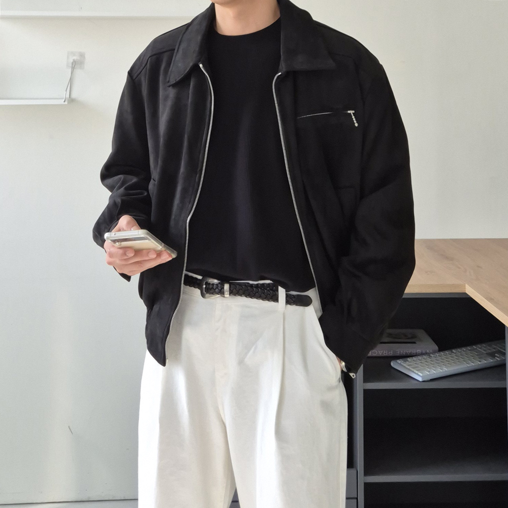 남자 스웨이드 트러커 자켓 투웨이 남자 자켓 남성블루종 - 상세 이미지 2