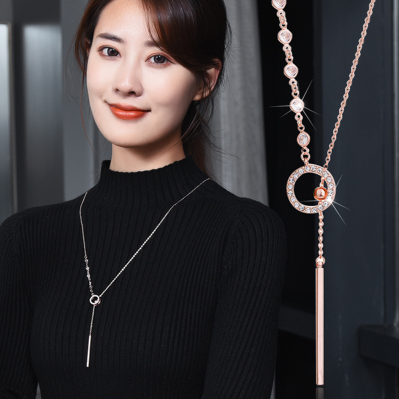 애니윙 변색없는 티타늄 길이조절 니트 목걸이 - 메인 이미지