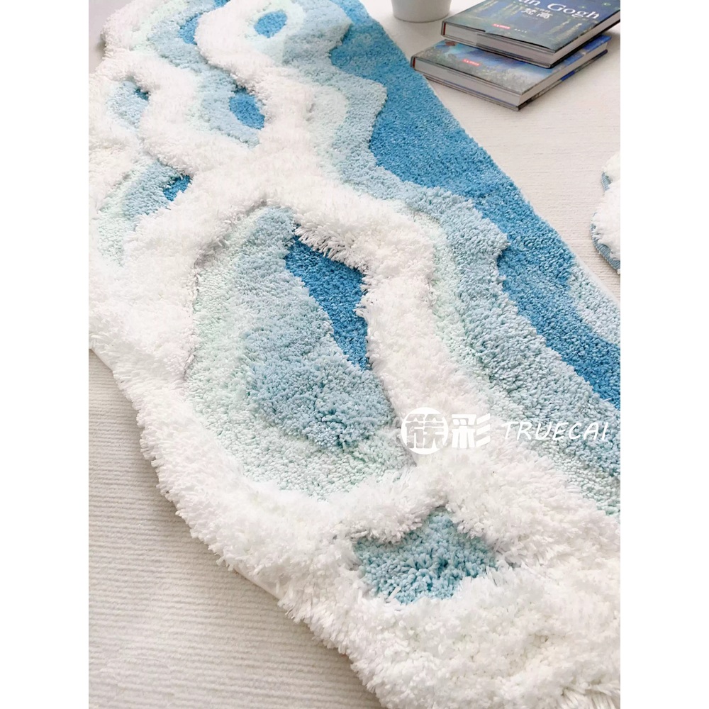 파도러그 침실 바다 카펫 거실 카페트 매트 비정형러그 미니러그 바닥 웨이브 - 상세 이미지 3