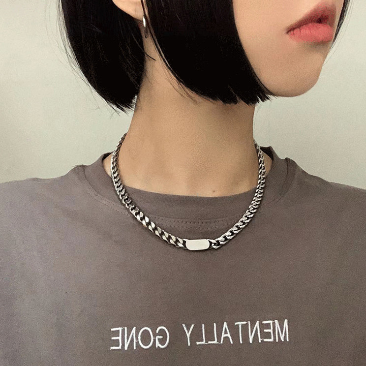 애니윙 변색없는 티타늄 체인 커플 목걸이 - 상세 이미지 5