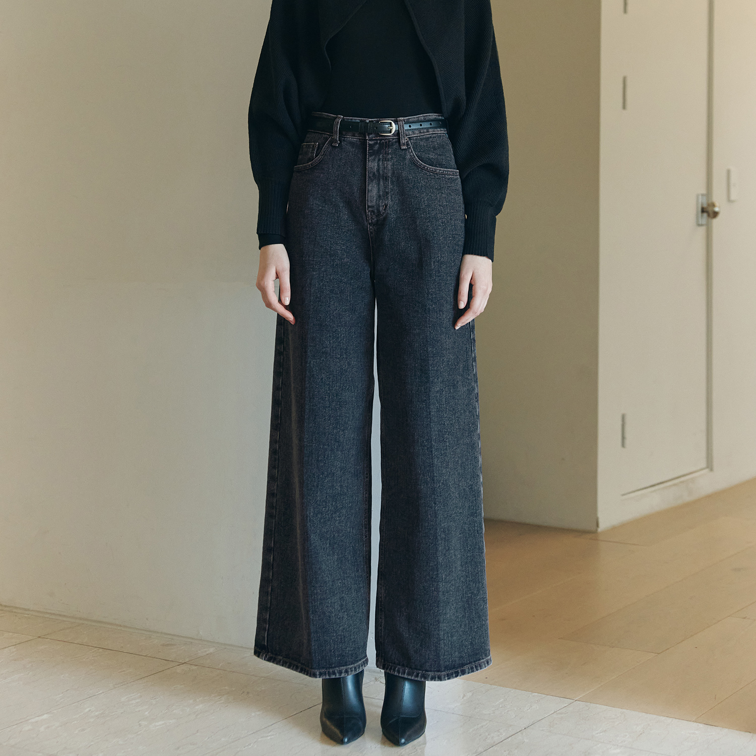 [제로스트릿]스톤 와이드 데님 팬츠 STONE WIDE DENIM PANTS / INDIGO BLACK