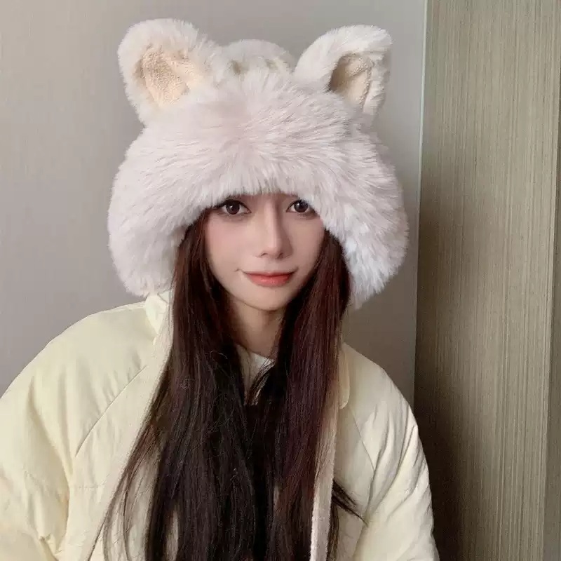 고양이귀비니 고양이비니 따뜻한 니트 털모자 고양이 모자 겨울 여자 보온 - 상세 이미지 5