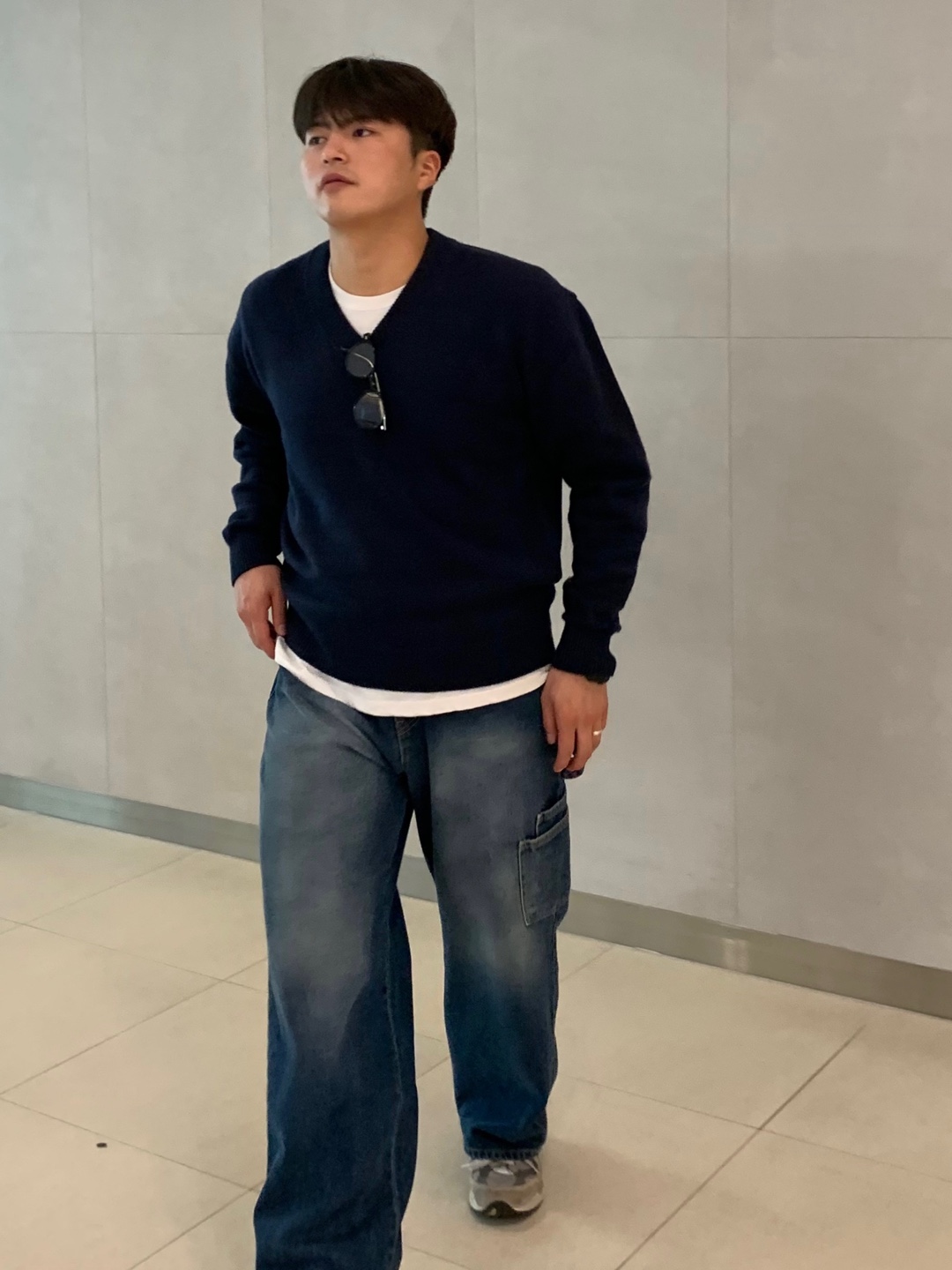 남자브이넥니트 v넥니트 워셔블니트 레이어드 스웨터 - 상세 이미지 3