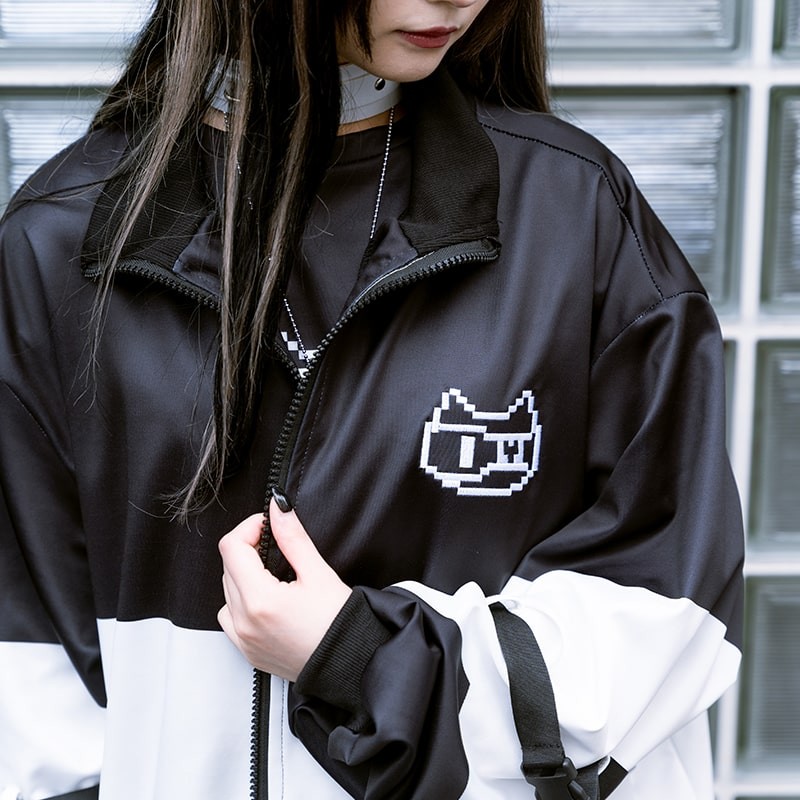 ACDC RAG 도트 고양이 저지 자켓 블루종 하라주쿠 애니 천사계 지뢰계 메이드 일본 - 상세 이미지 5