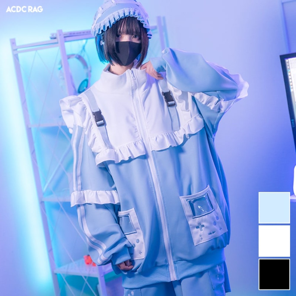 ACDC RAG 게임오버 프릴 자켓 블루종 자켓 하라주쿠 애니 천사계 지뢰계 메이드 일본 - 상품 이미지