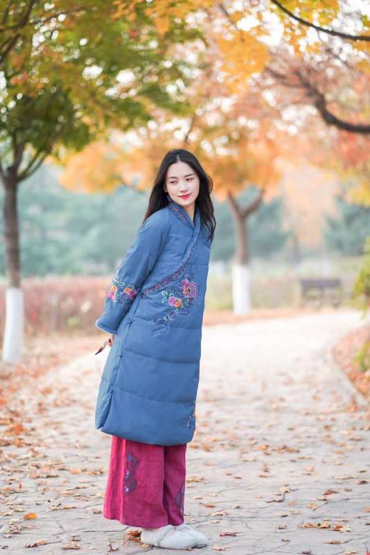 여성 누빔 저고리 덕다운 패딩 개량한복 두루마기 오리털 마고자 - 상세 이미지 4