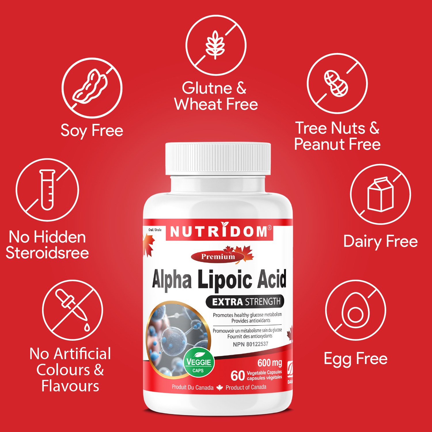뉴트리돔 알파리포산 알리포산 ALA 600mg 60캡슐 2개월분 N291 - 상세 이미지 4