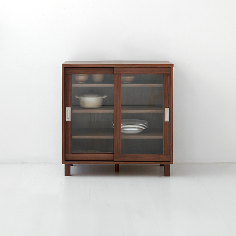 숄리드 슬라이딩 2문 수납장 CHM8380A 800x400x830mm, 1단, 미들브라운0827.6635