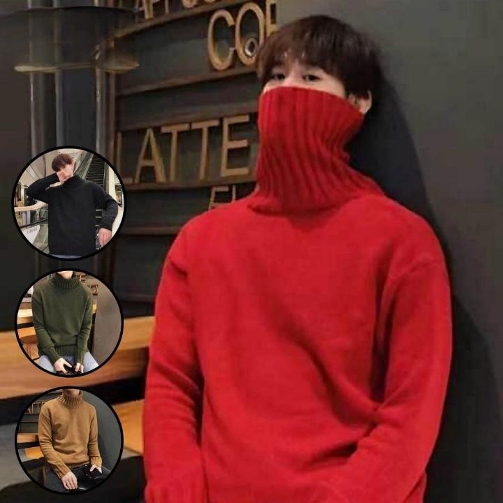 빨간 남자 니트 긴 팔 레드 남자 터틀넥 니트