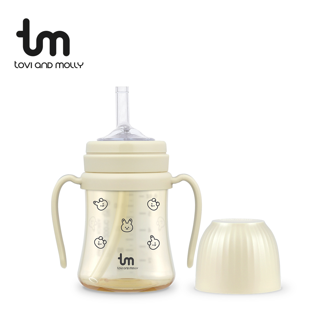 [토비앤몰리] 새지않는 PPSU 아기 유아 물컵 이유식 빨대컵 돗바니 바닐라 180ml 280ml