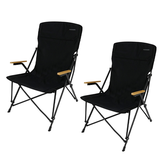 아이두젠 우드암레스트 릴렉스 체어 휴대용 접이식 의자 블랙, 2개