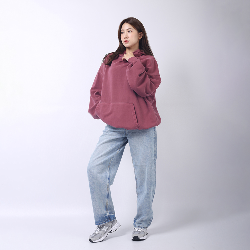 [국내제작] 피그먼트 워싱 후드티 2Color 루즈핏 오버사이즈 버건디 네이비 이미지 6