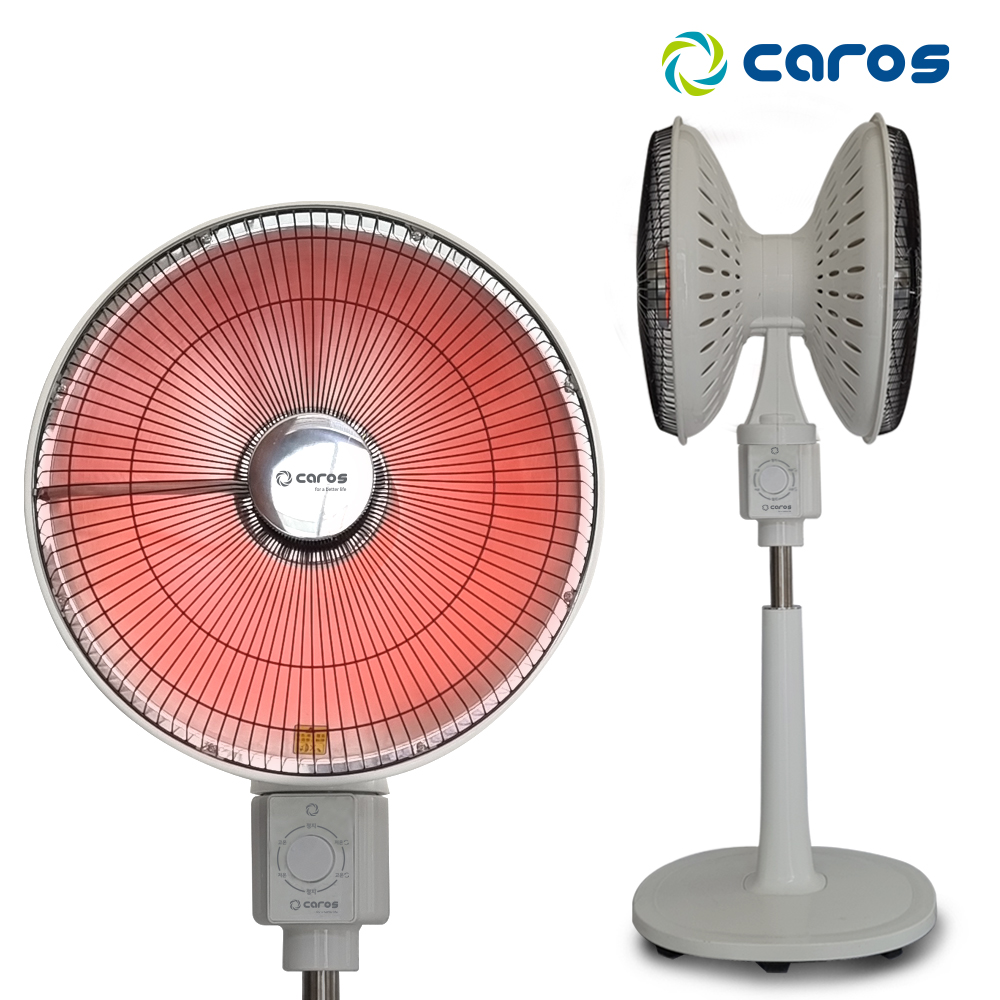 캐로스 선풍기형 히터 전기난로 온열기 난방기 사무실 업소용 양면 하이라이트 2구 열선풍기