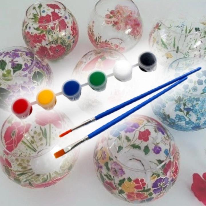 그리기 유리 물감 아크릴 물감 세트 붓 2개