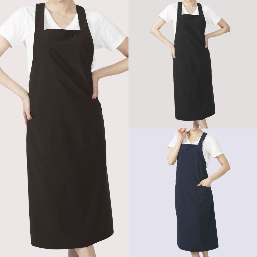 DAE26LL 네일샵 미용실 카페 주방 공방 롱 X형 앞치마 : 대박가운