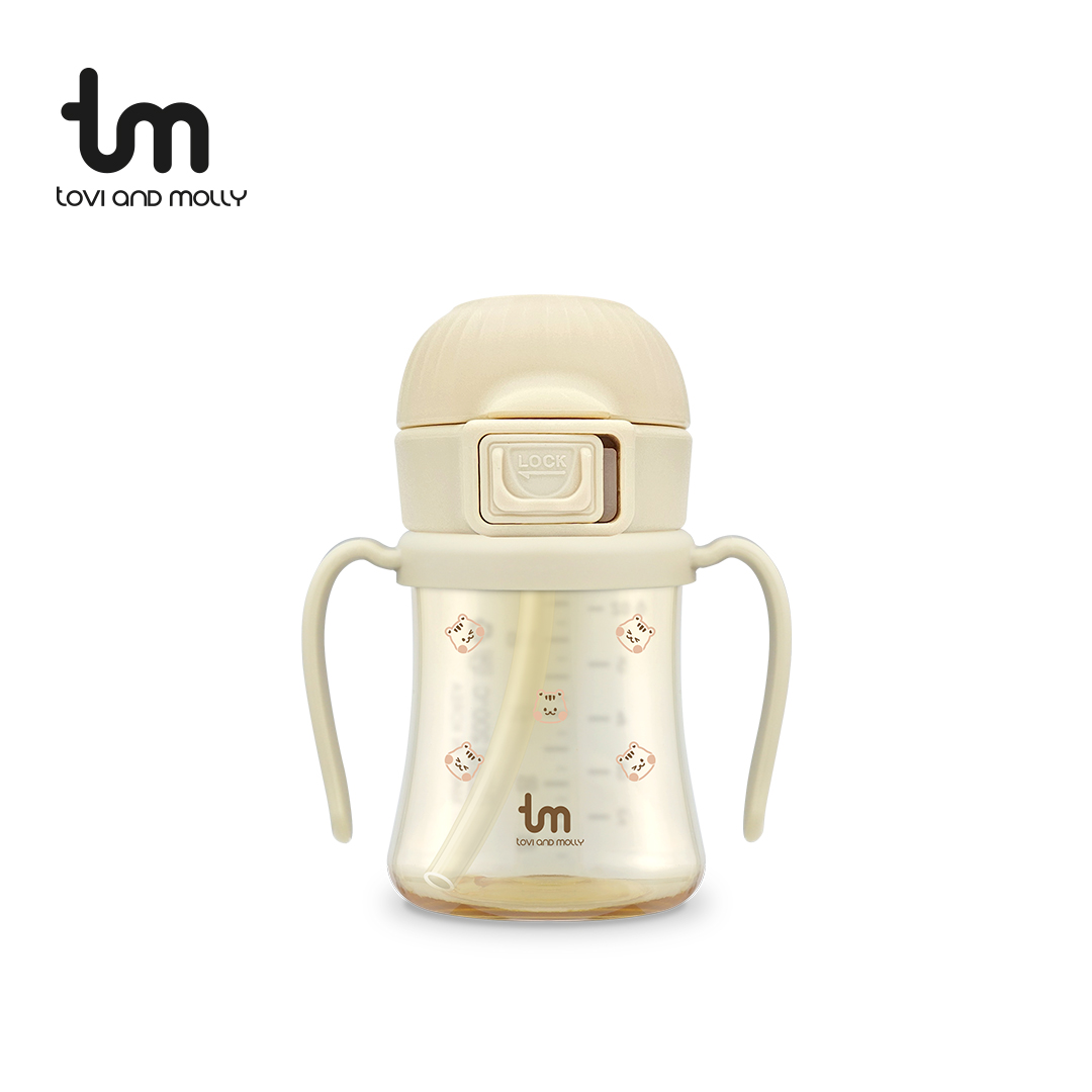 [토비앤몰리] 아기 유아 어린이집 원터치락 이유식 자기주도 빨대컵 돗람이 바닐라 180ml 280ml - 상세 이미지 2