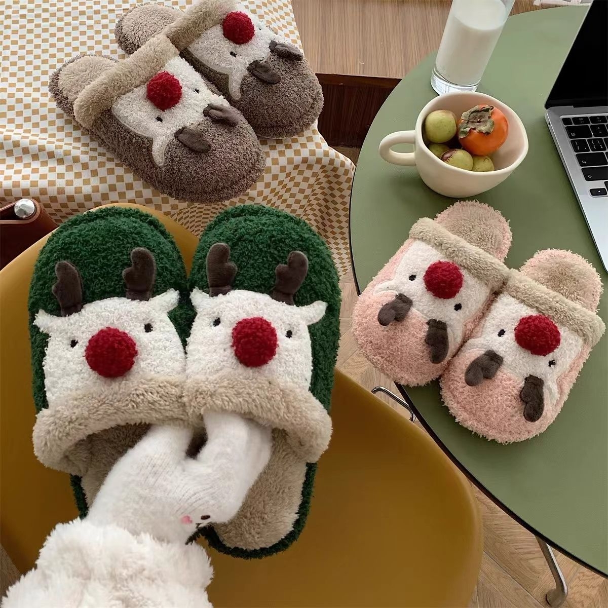 여성 털실내화 실내 슬리퍼 거실화 거실 쿠션 겨울 실내화