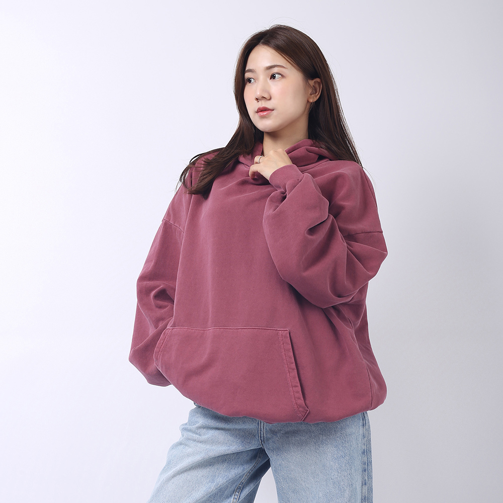 [국내제작] 피그먼트 워싱 후드티 2Color 루즈핏 오버사이즈 버건디 네이비 - 상세 이미지 2