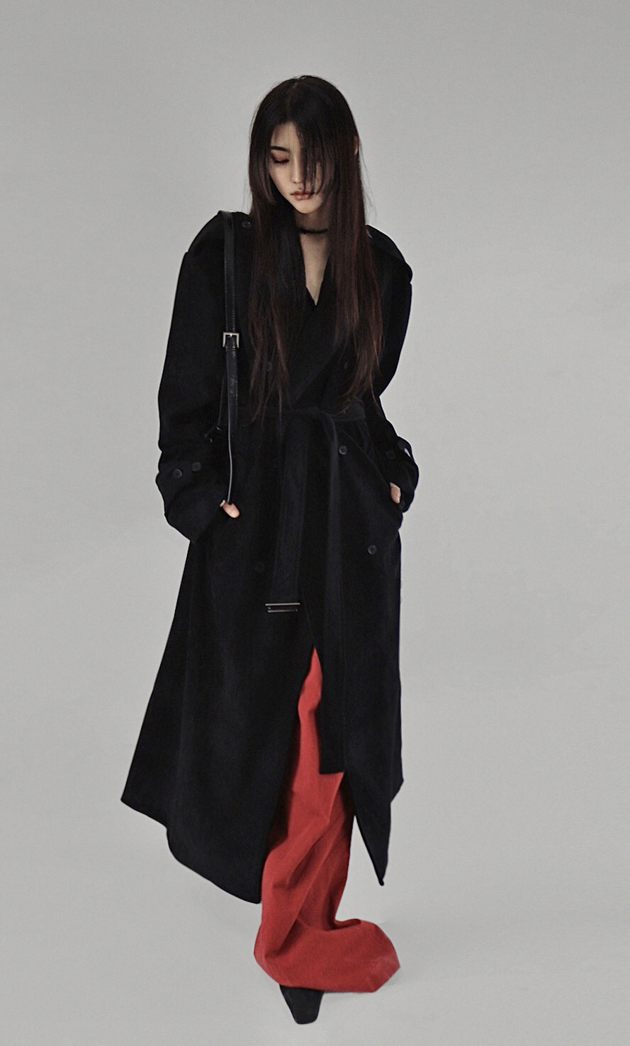 SUEDE DOUBLE TRENCH BELT LONG COAT 스웨이드 더블 트렌치 벨트 롱코트 (2COLORS) 상세 이미지 11