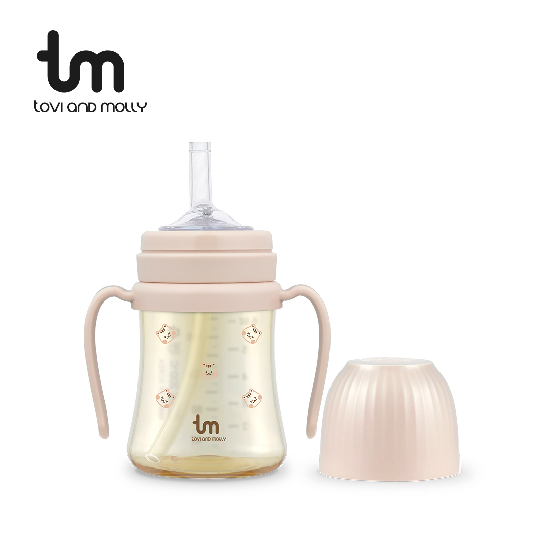 [토비앤몰리] 새지않는 PPSU 아기 유아 물컵 이유식 빨대컵 돗람이 핑크 180ml 280ml