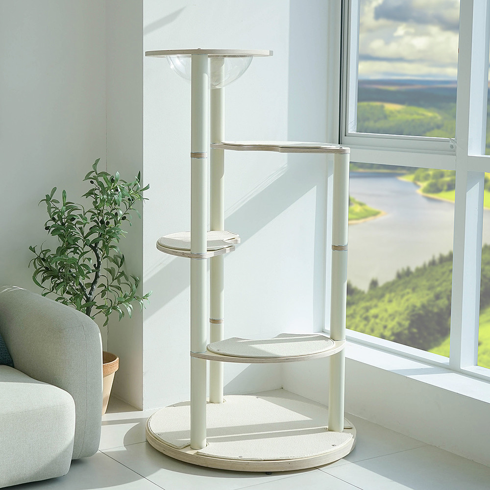 가또블랑코 아이언 루나 대형 캣타워 서클타입 아크릴해먹 아이보리