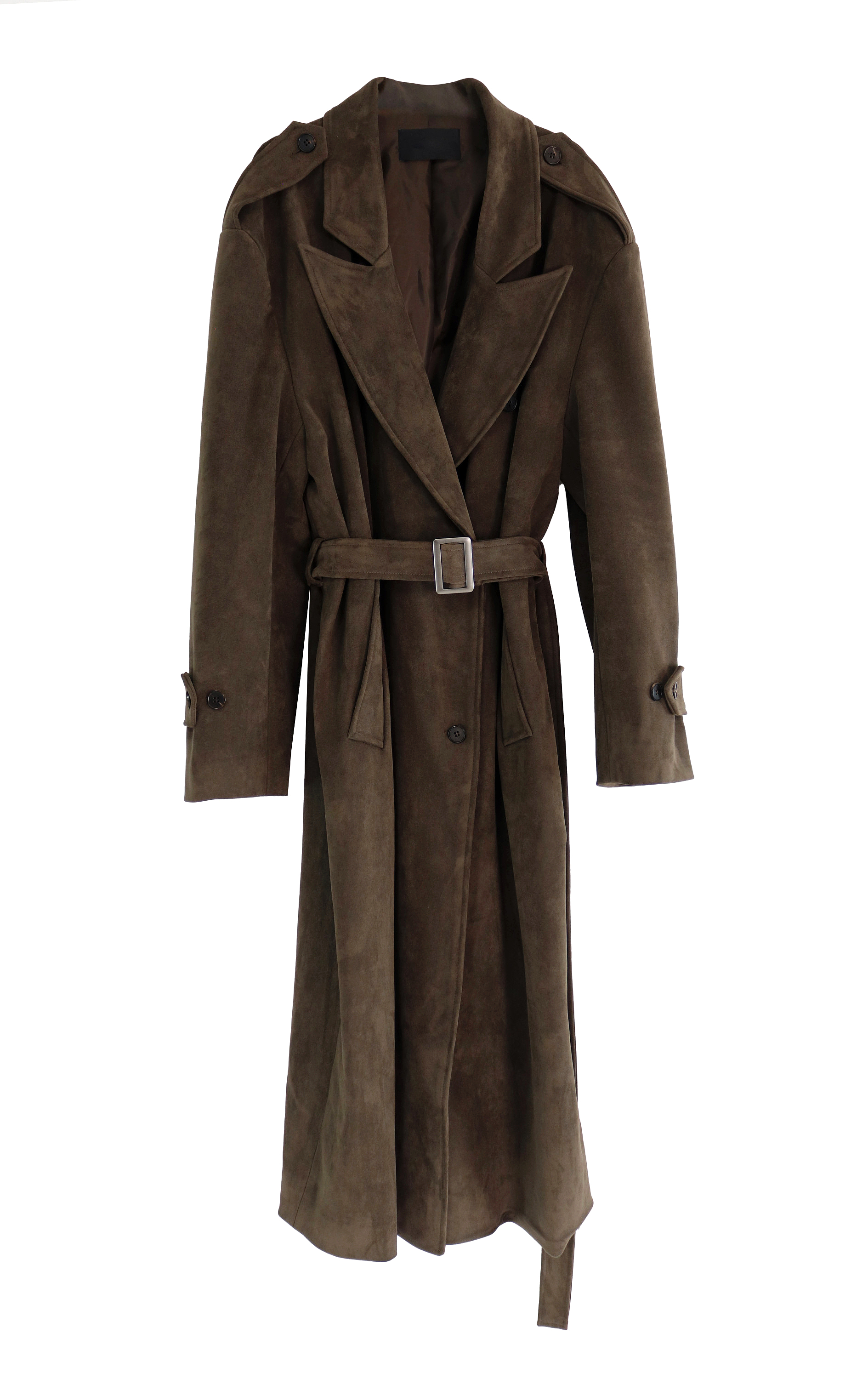 SUEDE DOUBLE TRENCH BELT LONG COAT 스웨이드 더블 트렌치 벨트 롱코트 (2COLORS) 상세 이미지 14
