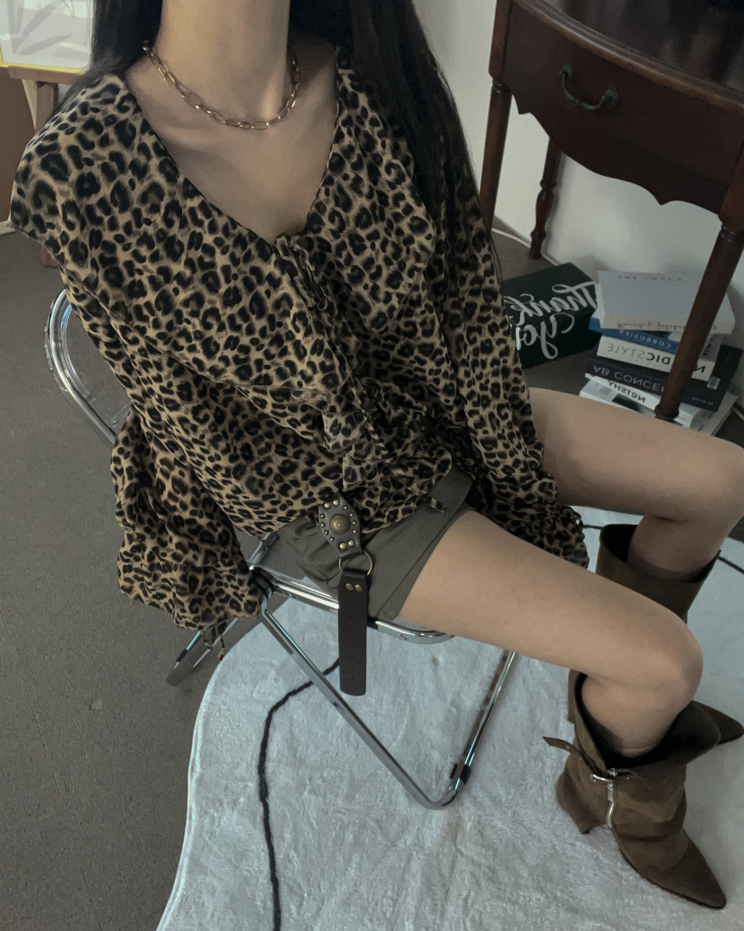레오파드블라우스 호피블라우스 - 메인 이미지
