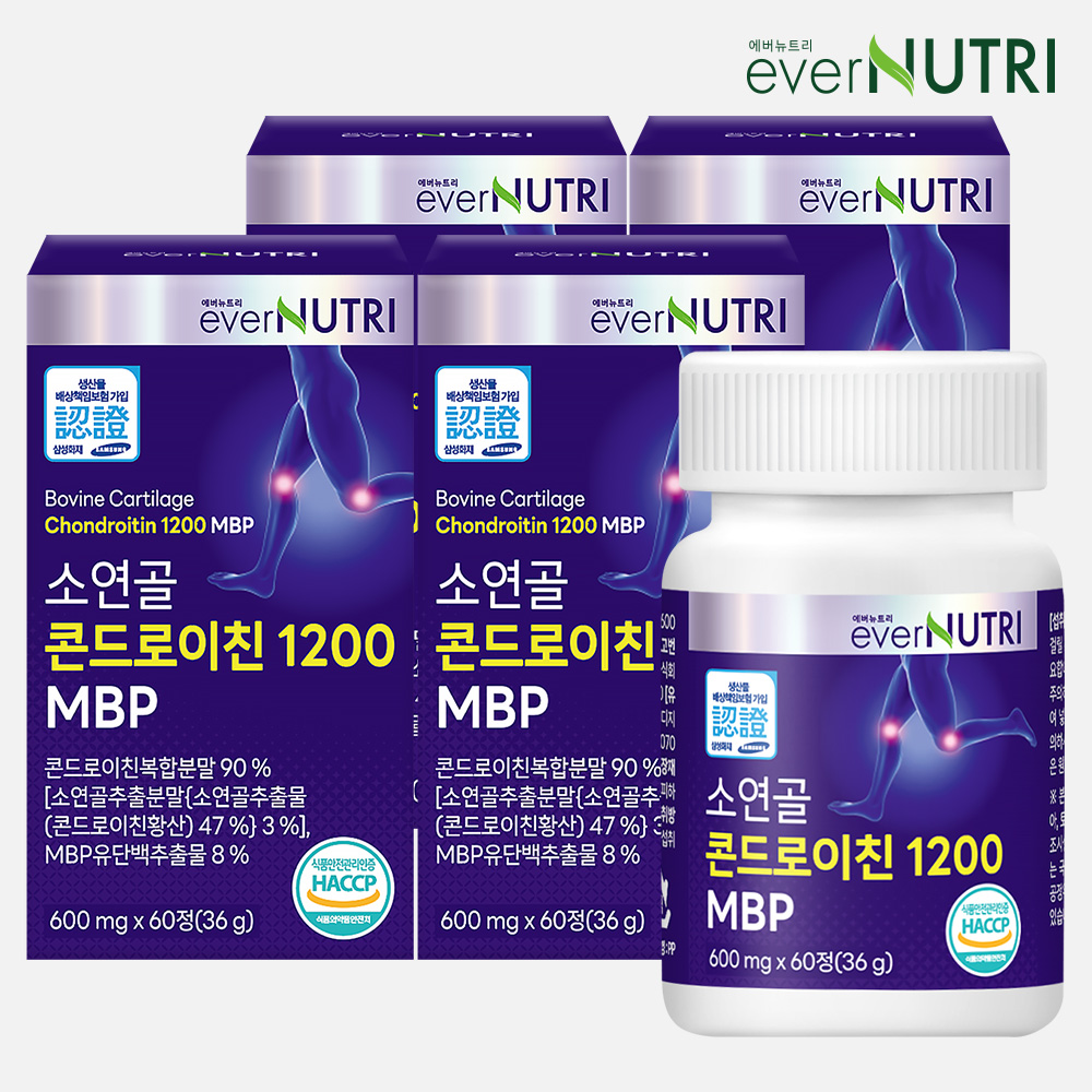 에버뉴트리 소연골 콘드로이친 1200 MBP 유단백추출물 60정, 4개