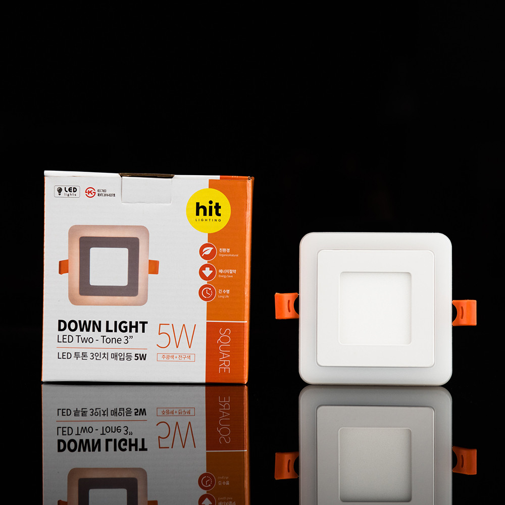 LED 히트 투톤 사각 75mm(3인치) 다운라이트 5W - 메인 이미지