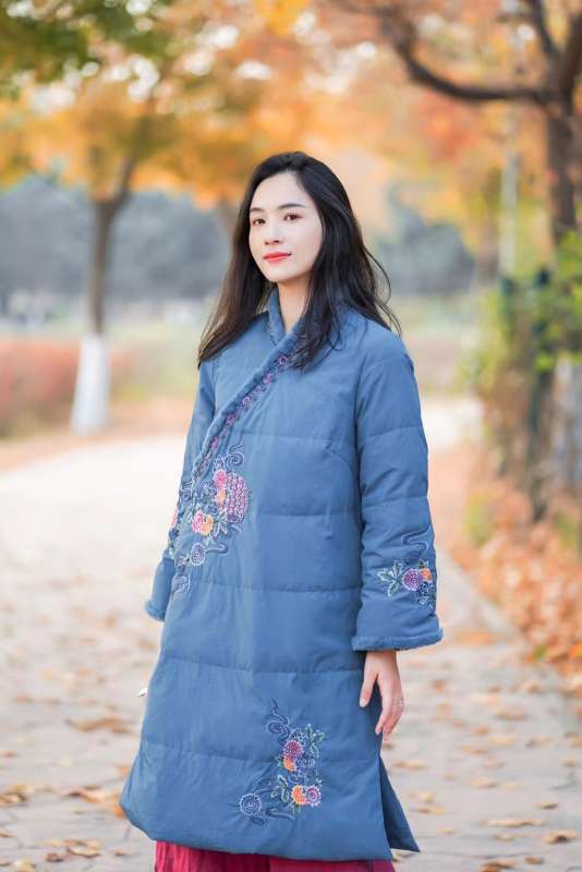 여성 누빔 저고리 덕다운 패딩 개량한복 두루마기 오리털 마고자 - 상품 이미지