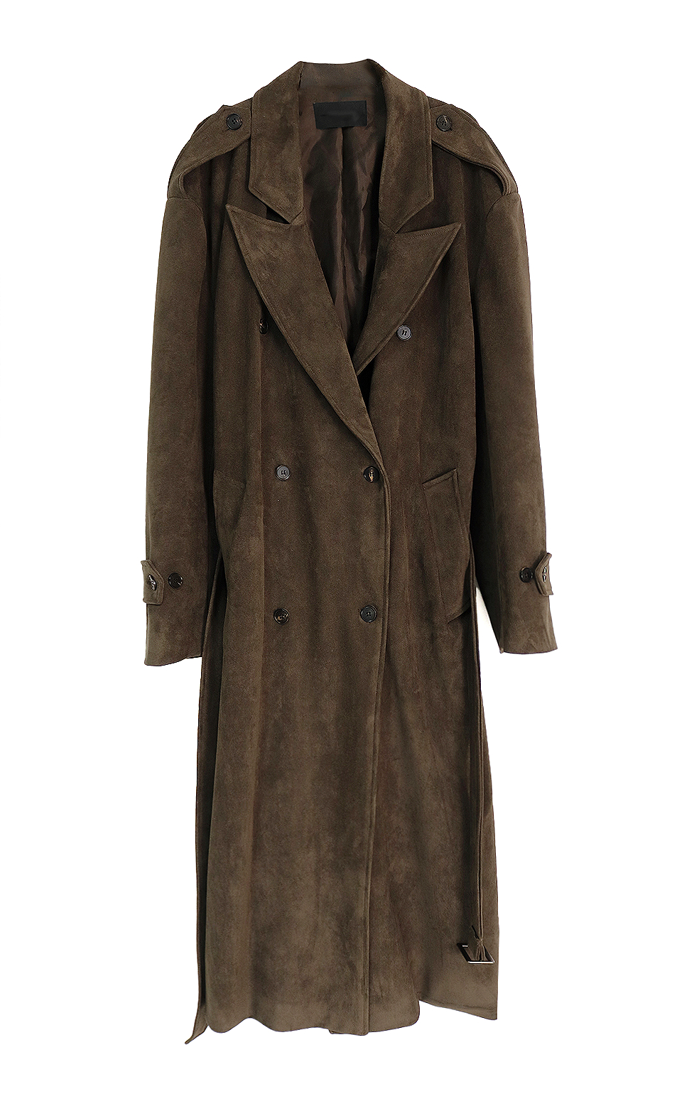 SUEDE DOUBLE TRENCH BELT LONG COAT 스웨이드 더블 트렌치 벨트 롱코트 (2COLORS) 상세 이미지 13