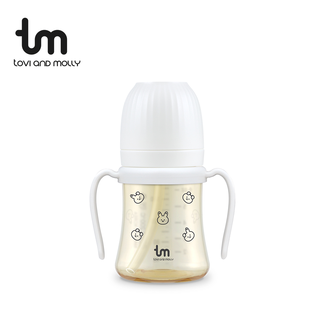 [토비앤몰리] 새지않는 아기 유아 물컵 이유식 자기주도 빨대컵 돗바니 화이트 180ml 280ml - 상세 이미지 2