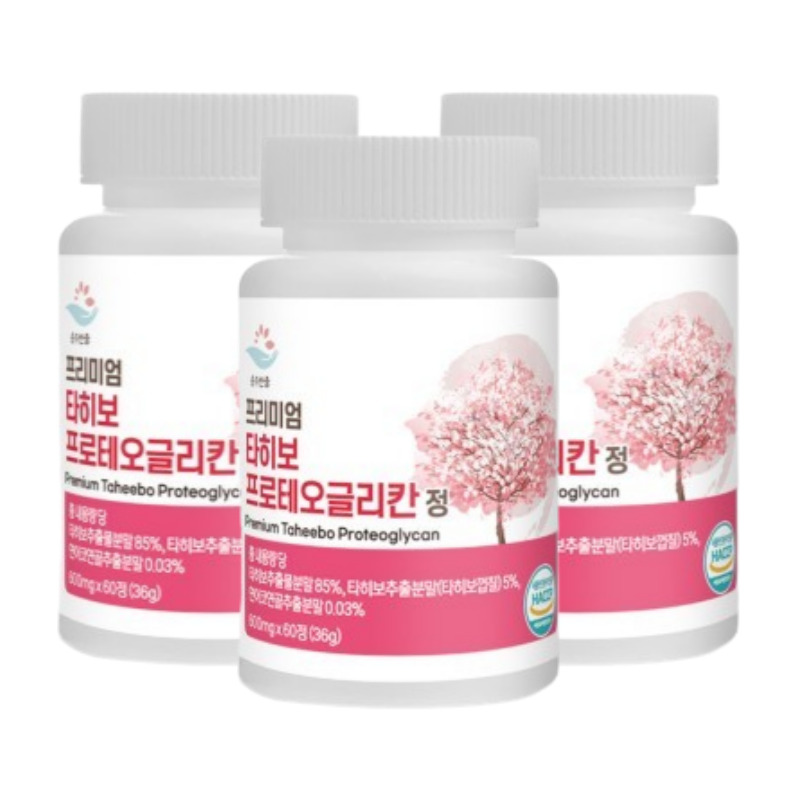 순수한줌 프리미엄 타히보 프로테오글리칸 소연골 연어코연골 히알루론산 60정 3통 6개월분 600mg - 상세 이미지 2
