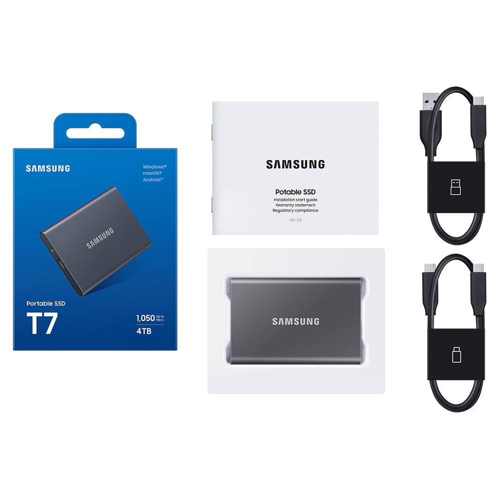 삼성전자 삼성 외장SSD T7 +전용파우치 4TB, 그레이 - 상세 이미지 4