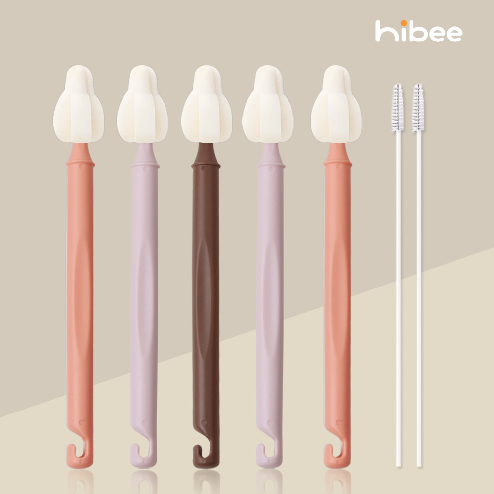 하이비 몽글이 젖병솔 젖병 젖꼭지 세척솔 롱미니솔5P+빨대솔2P - 상품 이미지