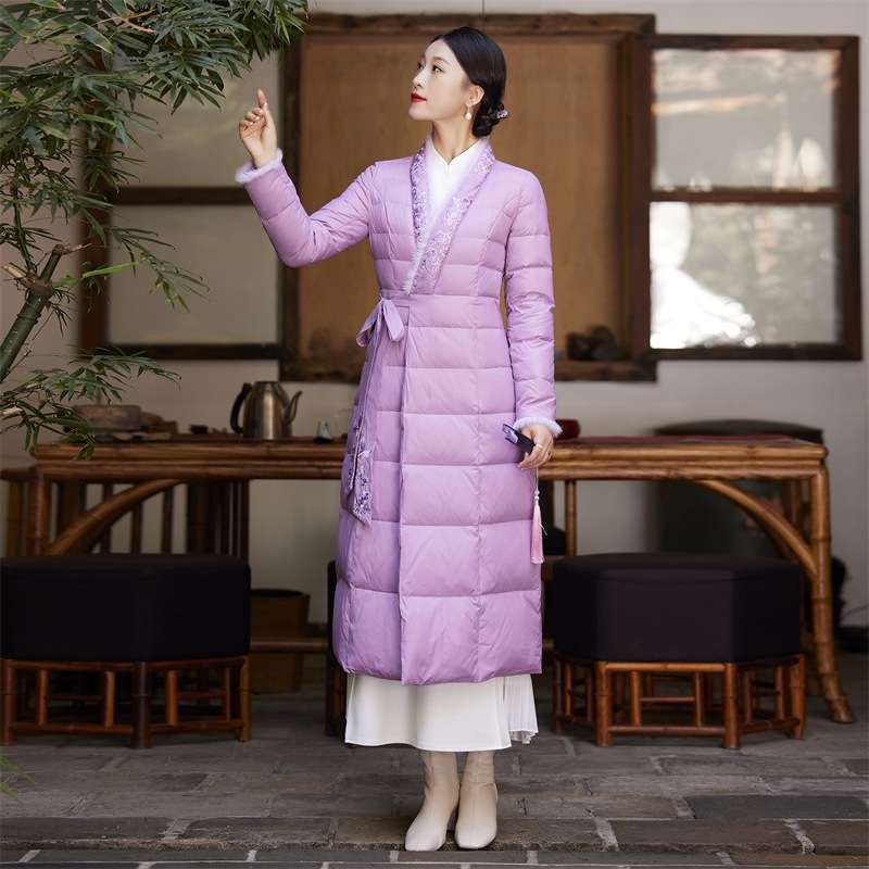 여성 누빔 저고리 두루마기 덕다운 패딩 오리털 개량한복 - 상품 이미지
