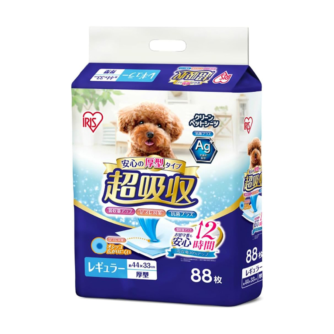 아이리스오야마 강아지 배변패드 두꺼운형 초흡수 44×33cm 88매입 일본직구 소형견 항균 탈취