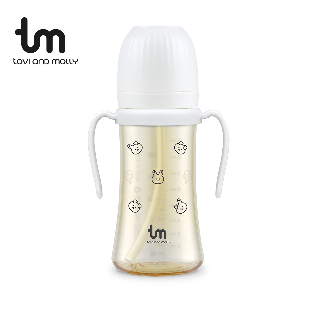 [토비앤몰리] 새지않는 아기 유아 물컵 이유식 자기주도 빨대컵 돗바니 화이트 180ml 280ml - 상세 이미지 4