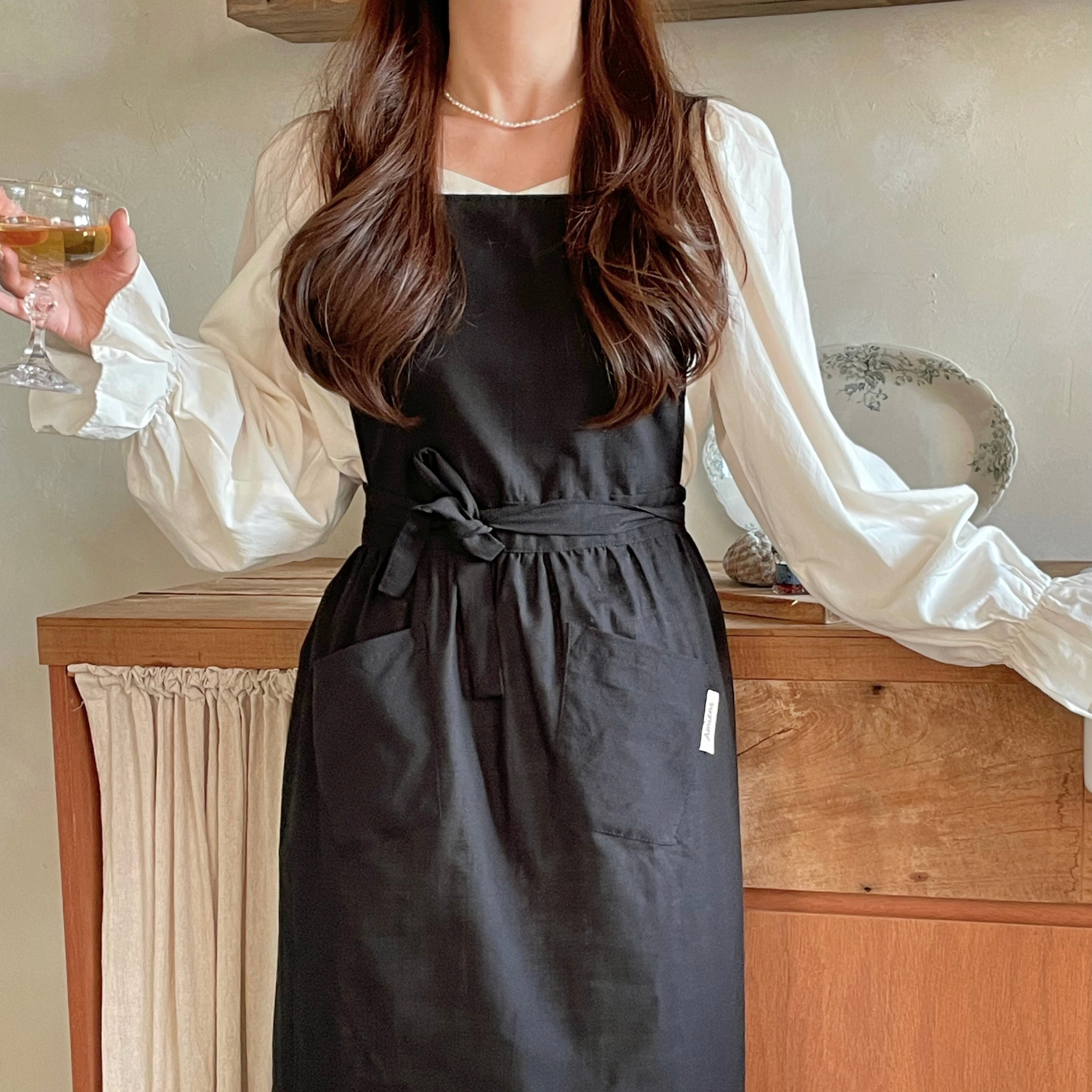 아미앙스 앞치마 예쁜 어린이집 카페 주방 공방 에이프런 - 상품 이미지