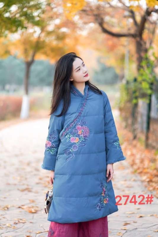 여성 누빔 저고리 덕다운 패딩 개량한복 두루마기 오리털 마고자 - 상세 이미지 5