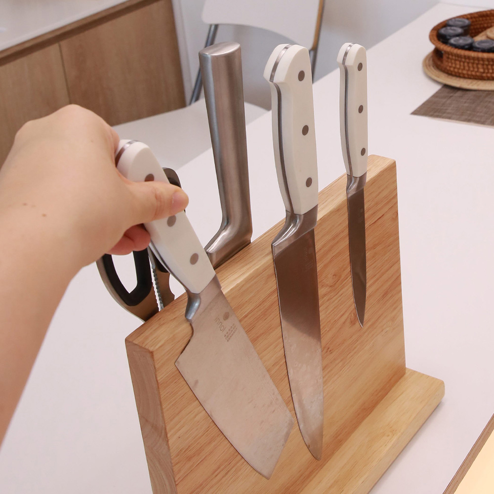 이놀 2세대 wood 자석 칼걸이 싱크대 칼블럭 거치대 주방 원목 칼꽂이 나무 나이프 홀더 제품 이미지