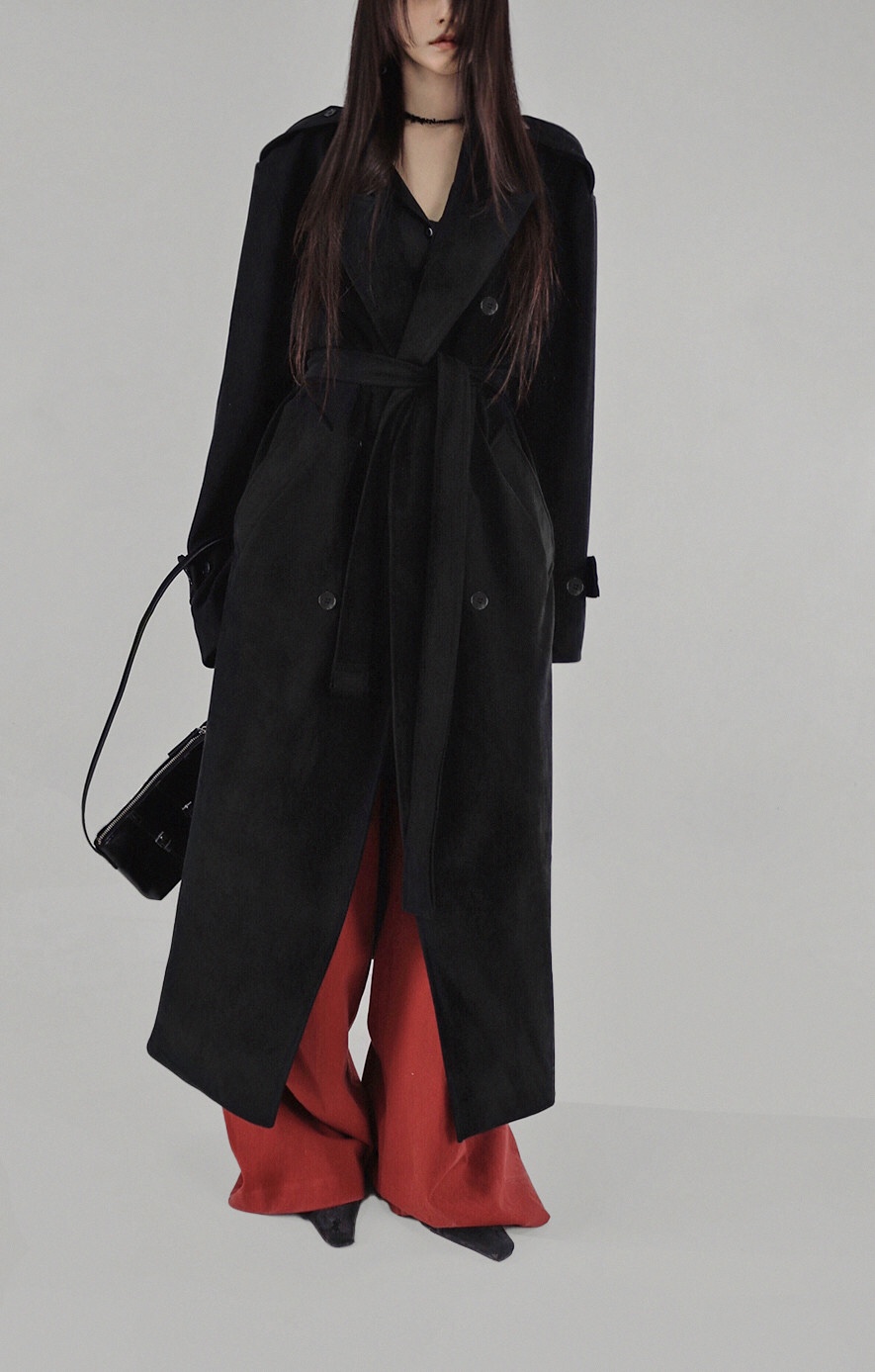 SUEDE DOUBLE TRENCH BELT LONG COAT 스웨이드 더블 트렌치 벨트 롱코트 (2COLORS) 상세 이미지 9