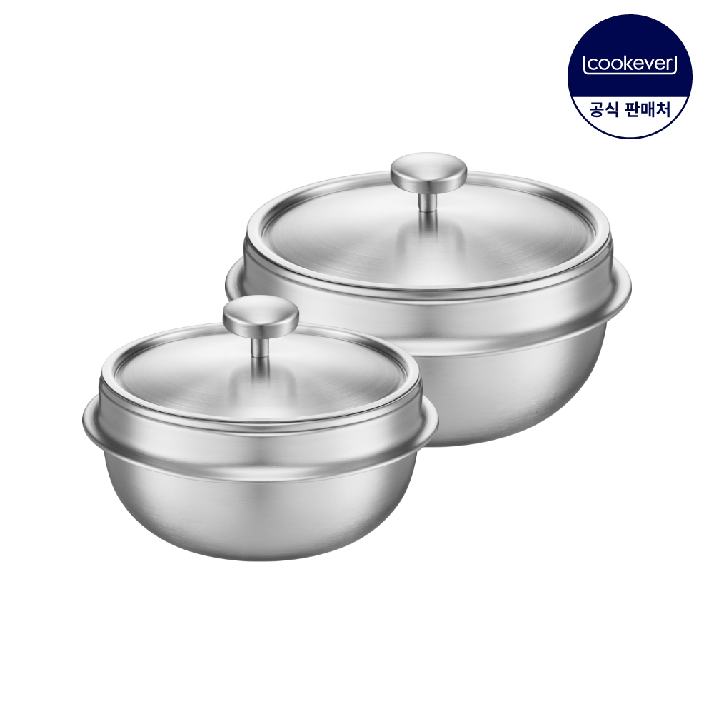 쿡에버 IH 인덕션 통3중 스텐 뚝배기 2종 세트 (S14+S16)