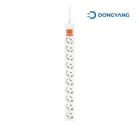 동양전자산업 10구 메인스위치 양극 차단형 멀티탭 화이트 DYM-G10C(SC)-025 (2.5m)